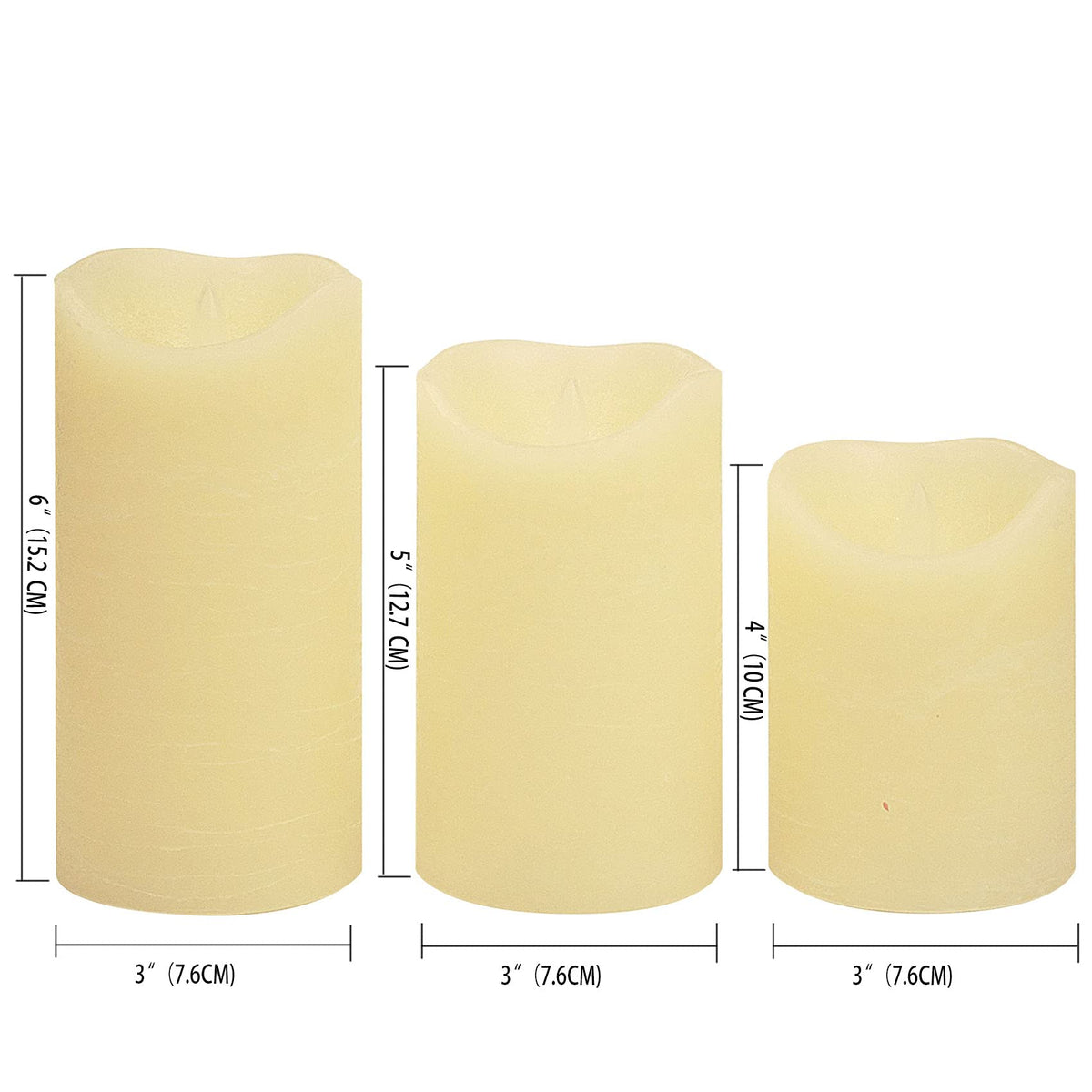 CANDLE CHOICE Real Wax Battery Operated Flameless Candles with Remote Automatic Daily Cycle Timer Realistic Flickering Electric LED Pillars Wedding Party Holiday Decorations 3 PCS Rustic Texture Ivory