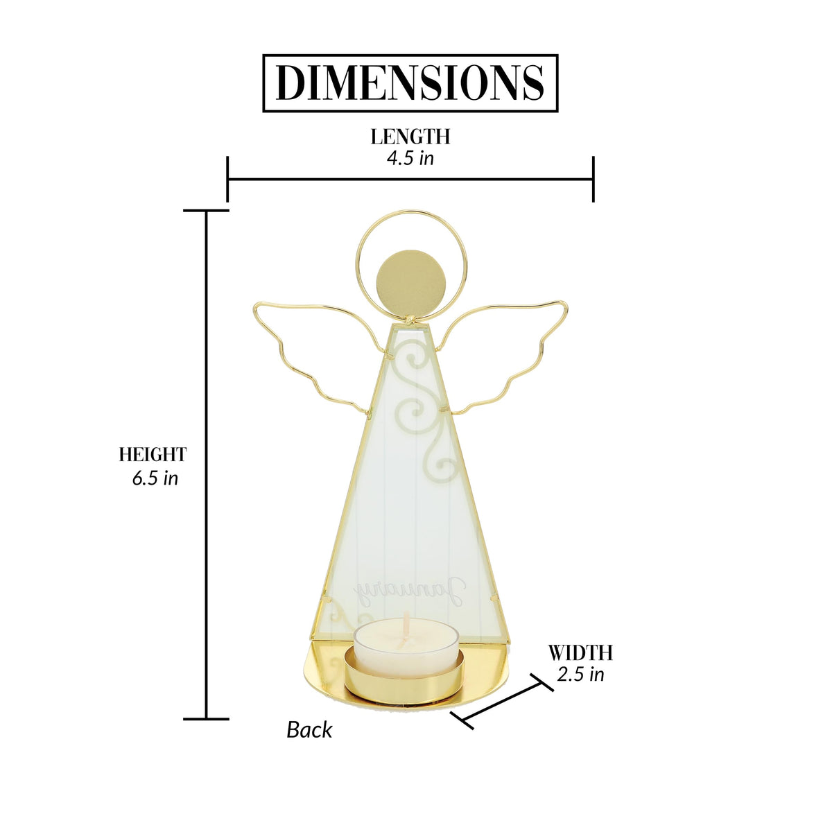 Pavilion Gift Company- October - 6.5" Angel Tealight Candle Holder Religion Faith October Birth Month Birthday Zodiac Libra Scorpio Crystal Birthstone Keepsake Decor Gift