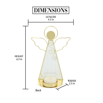 Pavilion Gift Company- October - 6.5" Angel Tealight Candle Holder Religion Faith October Birth Month Birthday Zodiac Libra Scorpio Crystal Birthstone Keepsake Decor Gift