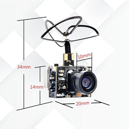 WT02 600TVL Ultra Micro AIO Camera and 200mW 5.8GHz Video Transmitter with Clover Antenna for FPV Indoor Racing