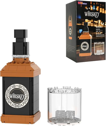 254Pcs Toy Building Block Set for Whiskey Bottle ConstructionCollectible Display Set Adults and Boys Kids Aged 6+