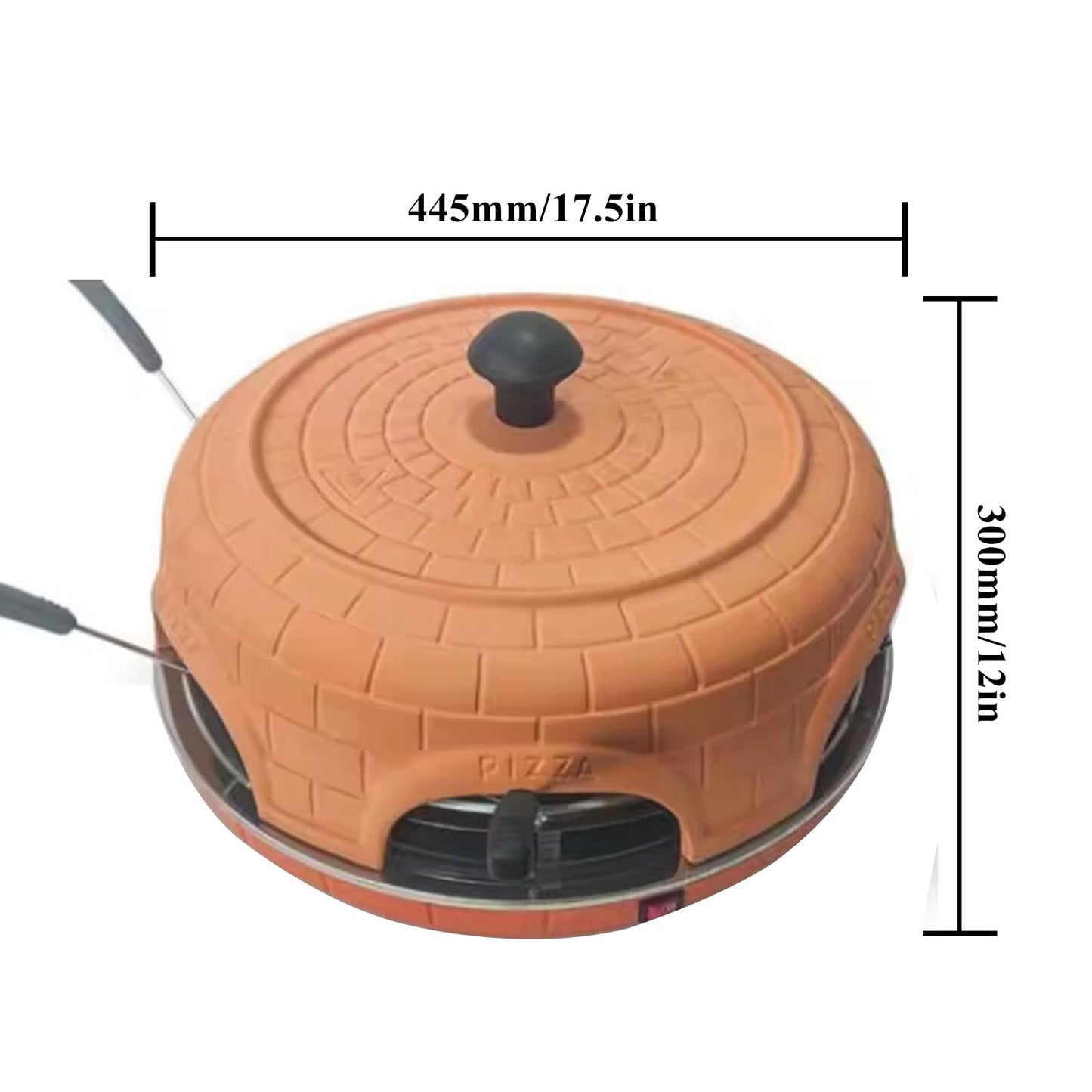 Electric Pizza Oven Family Sharing Pizza Maker with Terracotta Cover, Mini Smokeless Pizza Bake Oven for Pizza Party Home Party (6 PERSON)