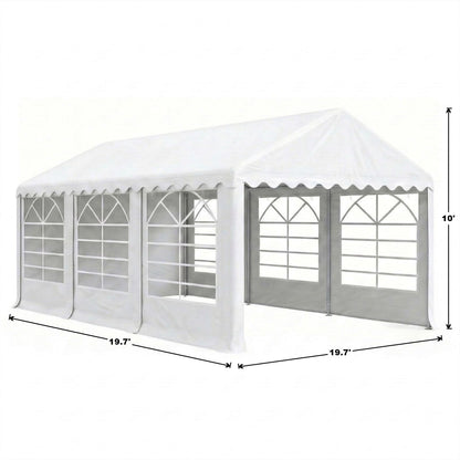 Heavy Duty Party Tent, 20x20FT, Folding Carport Canopy with Galvanized Steel Structure, Roll-Up Windows & Doors, Outdoor Portable Garage with Removable Sidewalls for Car, Boat, Truck, Motorcycle