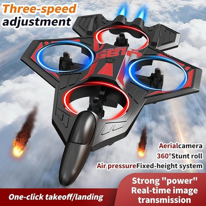 RC PlaneRC Fighter Jet Plane with Camera and Screen for Adults &amp Kids Remote Control Stunt Airplane w/ 360° Flips Altitude Hold One-Key Takeoff &amp LED Lights EVA Foam Glider Toy for Kids 8