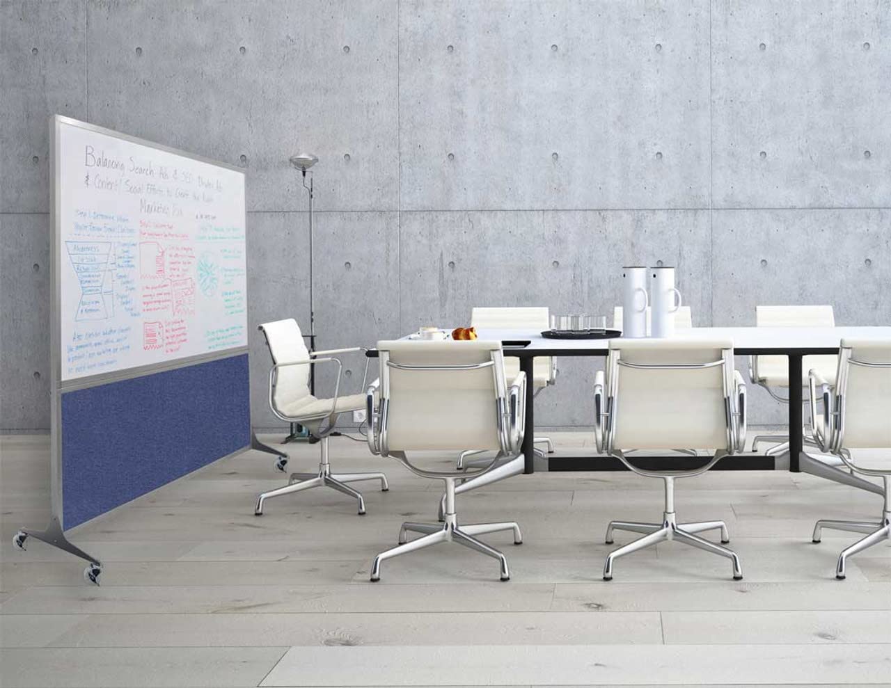 DivideWrite Mobile Whiteboard | Double Sided Dry Erase Board | Portable Office Cubicle Partition | Display for Classrooms, Conference Rooms, Meeting Areas and More | Red Fabric 4' Wide X 6' Tall