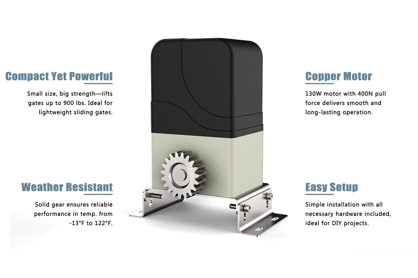 Blütezeit Automatic Sliding Gate Opener 900lbs with 2 Remote Controls, Rack Driven Electric Slide Gate Motor for Driveway Fence Rolling Gates with Complete Hardware Kits (Racks NOT Included)