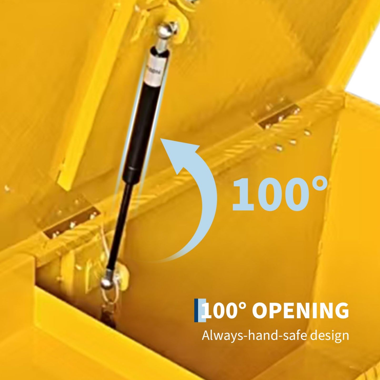 IDEALHOUSE Heavy Duty Aluminum Truck Bed Tool Box, 36x15x15 in - Lockable, Weatherproof Storage Chest with Gas Strut Lid, Organizer Tray, Side Handles, for Pickup, Trailer, RV - Five-Striped Yellow