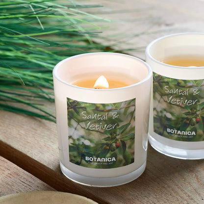AME BOTANICA Santal & Vetiver Candle | Wood Wick Candles That Crackle | Valentine's Day, Mother's Day, Father's Day Gift | Luxury Scented Candle