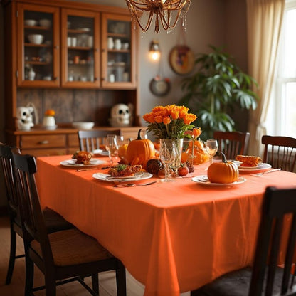 sancua Rectangle Tablecloth - 54 x 108 Inch - Stain and Wrinkle Resistant Washable Polyester Table Cloth, Decorative Fabric Table Cover for Dining Tables, Buffet Parties and Camping, Orange