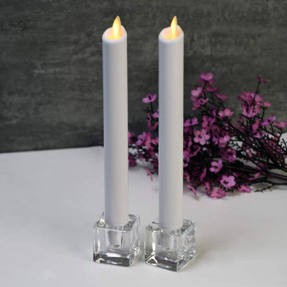 Aglary 4PCS Square Glass Taper Candle Holders for Table Centerpiece. Decorative Crystal Candle Stick Holder Sets. Candle Stand for Wedding, Dinning, Party.