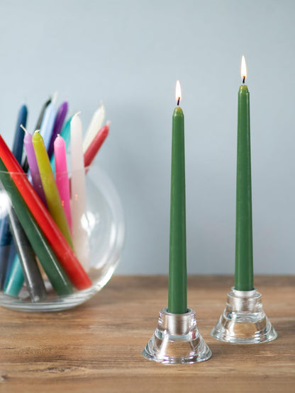 CANDWAX 10 inch Candlesticks Set of 12 - Dripless Taper Candles Perfect for Party or Decor - No Drip Green Candle