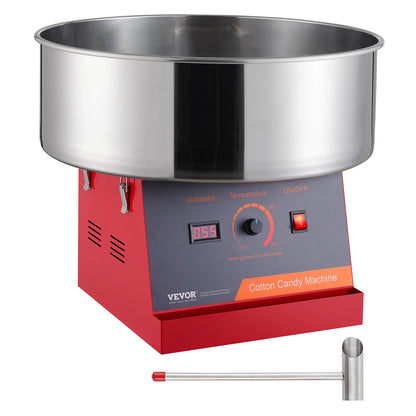 VEVOR Cotton Candy Machine Commercial, 1000W Electric Floss Maker with Stainless Steel Bowl, Sugar Scoop, Storage Drawer, Perfect for Home, Carnival, Kids Birthday, Family Party, Red