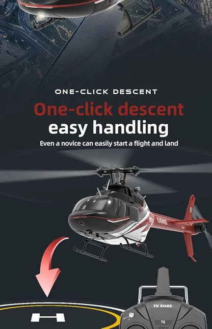 Hanll YUXIANG F08 Bell 206 RC Helicopter for Adults 1/27 2.4G 6CH Brushless Direct-Drive 6G Flybarless RC Helicopter with 6-Axis Gyro Optical Flow Positioning RTF/ 3 Battery