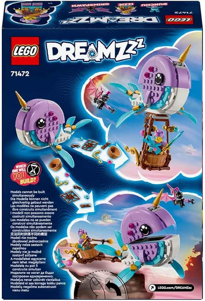 Lego 71472 DREAMZzz Izzie's Narwhal Hot-Air Balloon Toy Sea Animal Toy Bunchu Rabbit Rescue GNOME Night Transformable Whale Figurine Gift for Girls and Boys from 7 Years Old