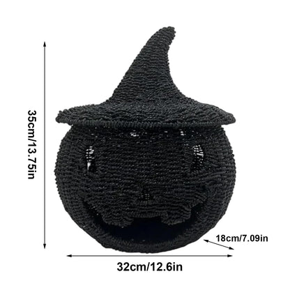 Hand Knit Pumpkin Halloween Fall Decor, Halloween Pumpkin Lantern Tea Light Candle Holder, Table Centerpieces Halloweens Decor,Desk Storage Ornaments for Home Holiday for Hallway Bedroom Home
