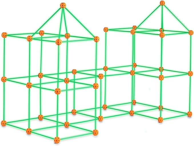 VEVOR Fort Building Kit for Kids 140PCS Glow in The Dark STEM Building Toys Educational Gift for 4 5 6 7 8+ Year Old Boys &amp Girls Indoor Outdoor Kids Fort Building Kit with 96 Rods and 44 Balls