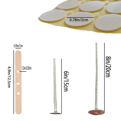Candle Wicks for Candle Making, 200Pcs 6 Inch + 100Pcs 8 Inch Pre-Waxed Cotton Candle Wicks Kit with 300Pcs Wick Stickers, 20Pcs Candle Wick Holders & Clips, Candle Making Supplies for DIY Candles