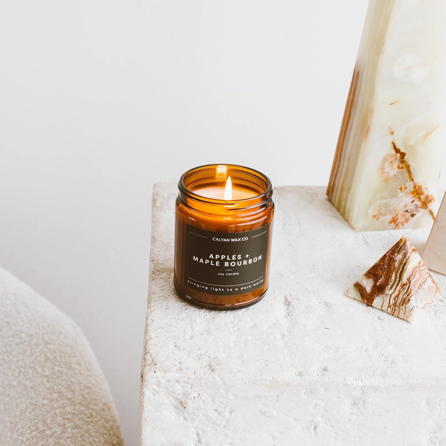 Calyan Wax Co. Palo Santo & Cypress Scented Candle - 57 Hour Burn - Luxury Clean Soy Wax Candles - Long Lasting Amber Glass Jar Candle for Home - 7.2oz