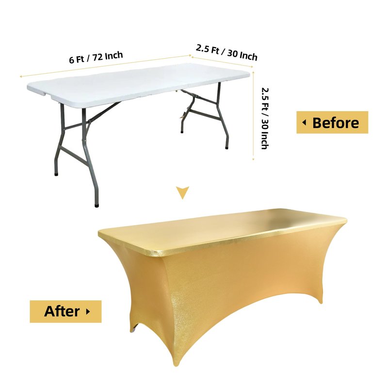 ZarzaaSik 2-Pack 4ft Spandex Table Covers for Rectangular Folding Tables - Wrinkle Resistant Stretch Tight Table Cloths - Ultimate Fitted Table Protector for Parties, Banquet, and Wedding