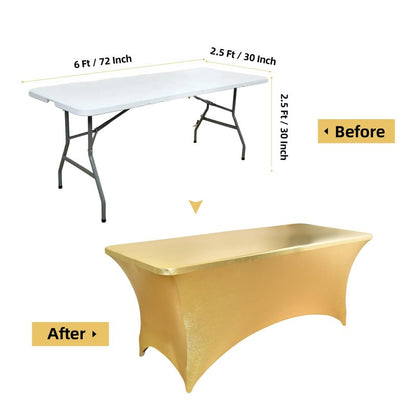 ZarzaaSik 6-Pack 6ft Spandex Table Covers for Rectangle Standard Folding Tables - Wrinkle Resistant Stretch Tablecloths - Ultimate Fitted Table Protector for Parties, Trade Shows, Wedding
