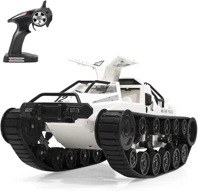 GoolRC RC Tank Car 1/12 Scale 2.4GHz Remote Control Tank 360?Rotating Off-Road RC Crawler Military Vehicle with Rechargeable Battery Gifts for Adults (White)