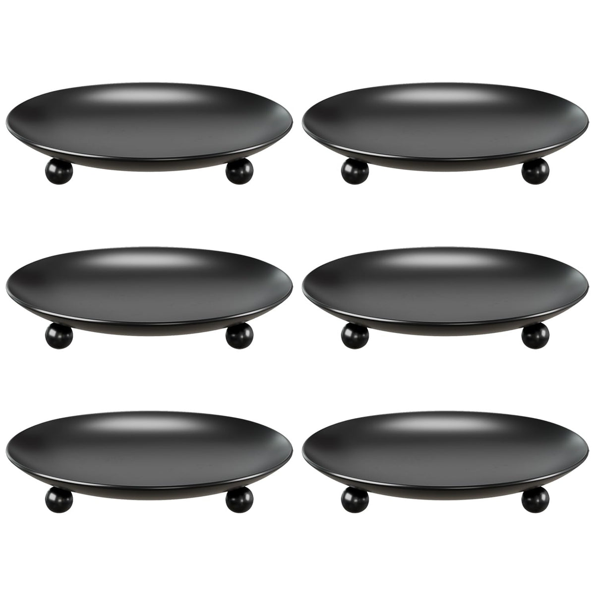 Apsvwys Black Candle Holders for Pillar Candles, Set of 6 Premium Metal Candle Plates Candle Stand for LED or Wax Candles, Decorative Pillar Candle Holder Dish for Table Centerpiece