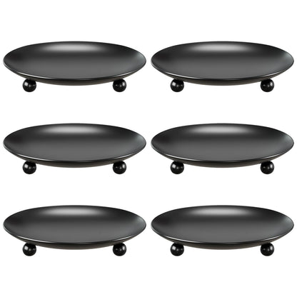 Apsvwys Black Candle Holders for Pillar Candles, Set of 6 Premium Metal Candle Plates Candle Stand for LED or Wax Candles, Decorative Pillar Candle Holder Dish for Table Centerpiece