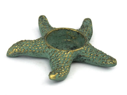 Hampton Nautical Cast Iron Starfish Decorative Tea Light Holder, 4.5", Antique Bronze
