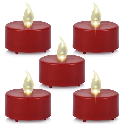 Baikaraer Battery Operated Tea Lights Candles,Flameless Led Electric Fake Candle, 50 Pack Realistic Flickering Votive Tealights, Long Lasting 200+Hours, for Wedding Party Home Decoration (Red)