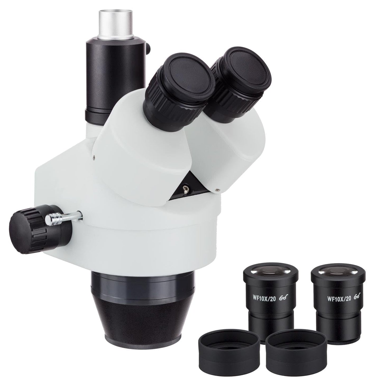 AmScope SM-3T-54S-5M Digital Professional Trinocular Stereo Zoom Microscope, WH10x Eyepieces, 7X-45X Magnification, 0.7X-4.5X Zoom Objective, 54-Bulb LED Light, Single-Arm Boom Stand, 110V-240V, Includes 5MP Camera with Reduction Lens and Software