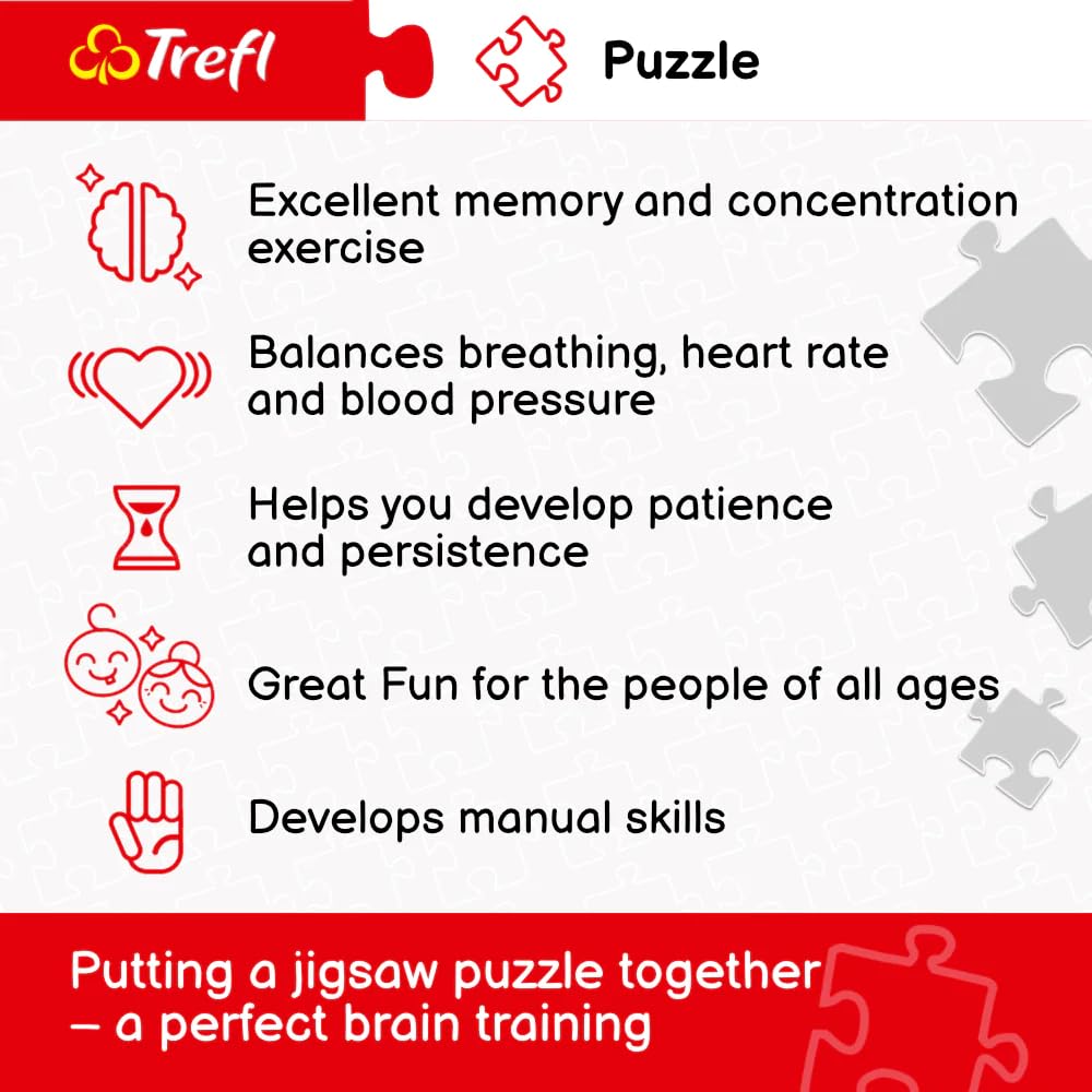 Trefl Romantic Paris 500 Piece Jigsaw Puzzle Red 19"x13" Print, DIY Jigsaw, Creative Fun, Classic Puzzle for Adults and Children from 10 Years Old