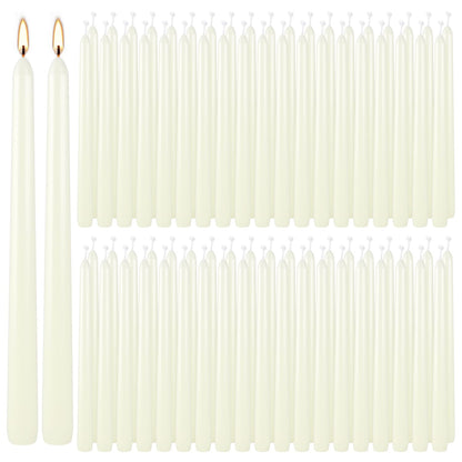 Pliadvbu 100 Pack Lvory Taper Candles 10 Inch, Dripless and Unscented Tall Table Candle for Home Decor, Dinner Candle for Thanksgiving, Christmas, Weddings… …