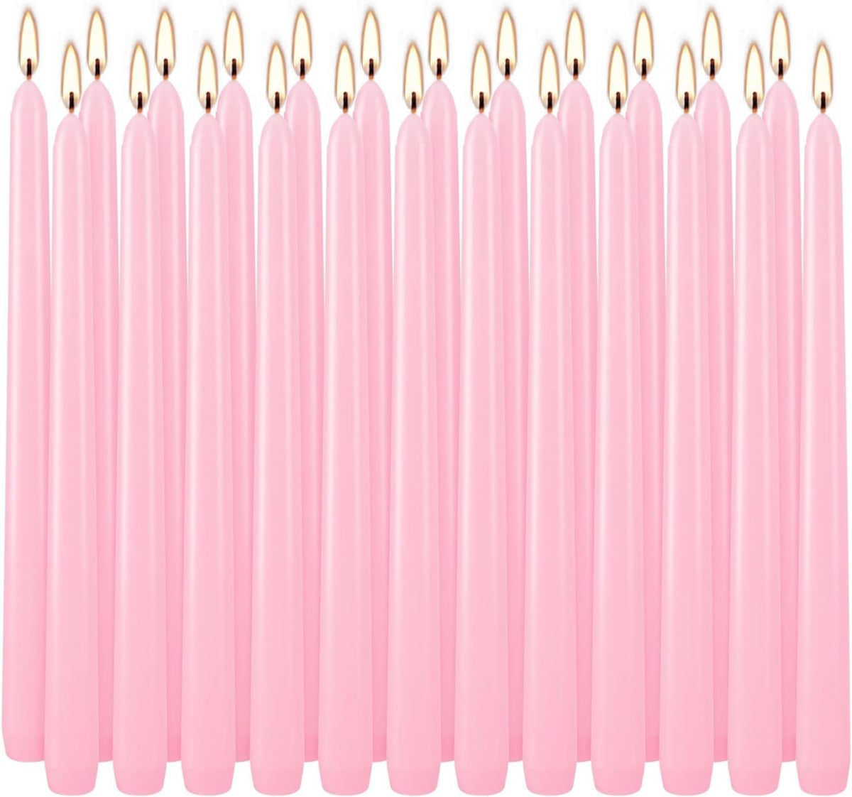 YOROXRG 24 Pack Pink Taper Candles, 7-8 Hours Burn Time, Unscented, Smokeless and Dripless, 0.75 x 10 Inch Dinner Candle Set for Valentine's Day,Household, Wedding, Party and Home Décor Candlesticks
