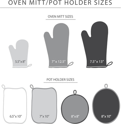 KitchenAid Ribbed Silicone Oven Mitts - Heat Resistant 2-Pack Set, 7.5"x13", Aqua Sky