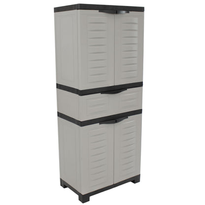 Sunnydaze 57" H Resin Garage Storage Cabinet - Garage Cabinet with 2 Adjustable Shelves - Freestanding Utility Storage for Laundry Room, Office, Basement - Gray