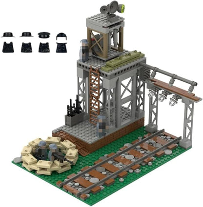 WW2 Military Base Building Set - 398 Pcs Army Fortresses Trenches Realistic WW2 Scene RecreationWitch 4 Soldier Figures