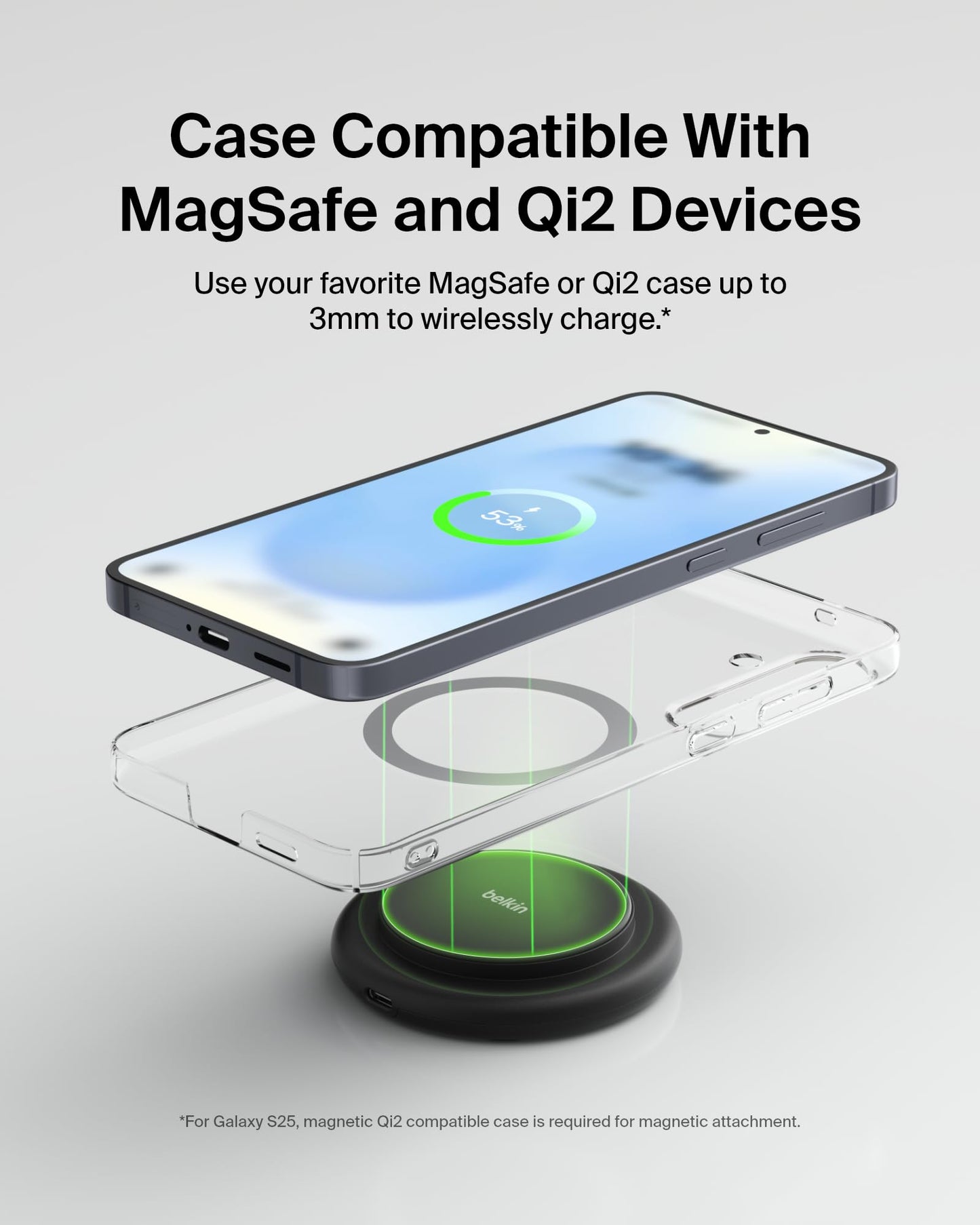 Belkin Magnetic Wireless Charging Pad 15W - MagSafe-Compatible Qi2-Certified Wireless Charging Station, iPhone Charger for Apple iPhone 16, 15, 14 Series, AirPods w/Non-Slip Base - Black (No PSU)
