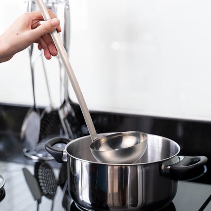 Cunhill 5 Pcs Soup Ladles Stainless Steel Serving Ladles with Long Handle for Serving, Cooking, Stirring, Portioning Kitchen Restaurant Accessories(6 oz)