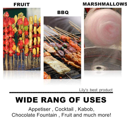 8" Natural Bamboo Skewers for BBQ，Appetiser，Fruit，Cocktail，Kabob，Chocolate Fountain，Grilling，Barbecue，Kitchen，Crafting and Party. Φ=4mm, More Size Choices 6"/10"/12"/14"/16"/17.5"/30"/36"(1000 PCS)