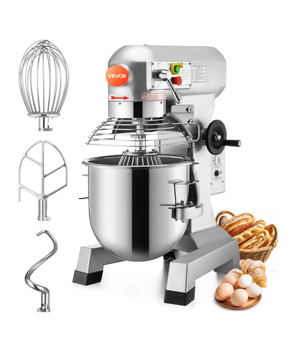 Happybuy 30Qt Commercial Food Mixer with Timing Function， Commercial Mixer 1250W Stainless Steel Bowl Heavy Duty Electric Food Mixer Commercial with 3 Speeds Adjustable, Perfect for Bakery Pizzeria