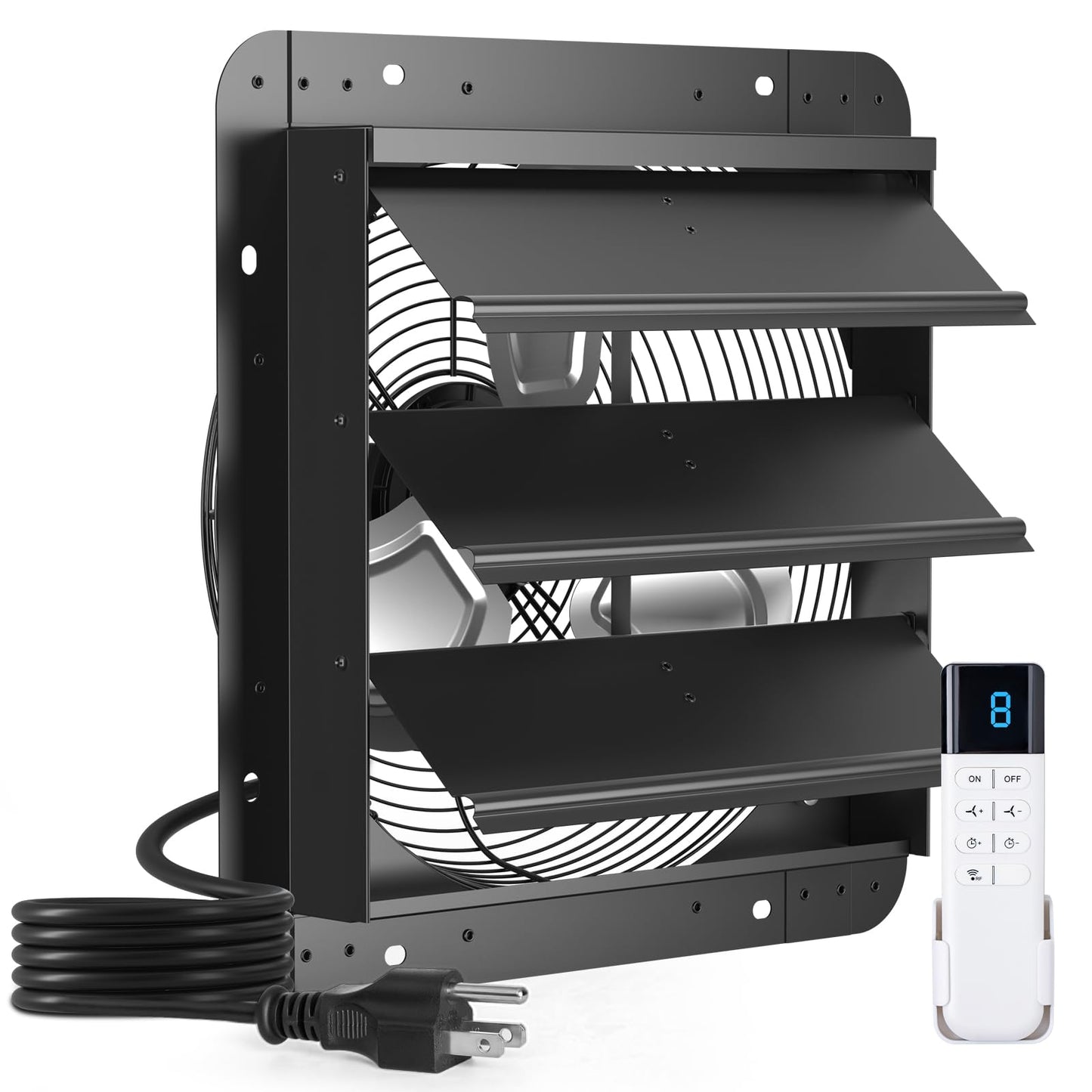addlon 14 Inch Shutter Exhaust Fan Wall Mounted with 35W EC Motors and Remote, 1400CFM, Timer, 8 Speeds, Low Noise, Easy to Install, Plug in Ventilation Fan for Garages,Greenhouse, Attic, Chicken Coop