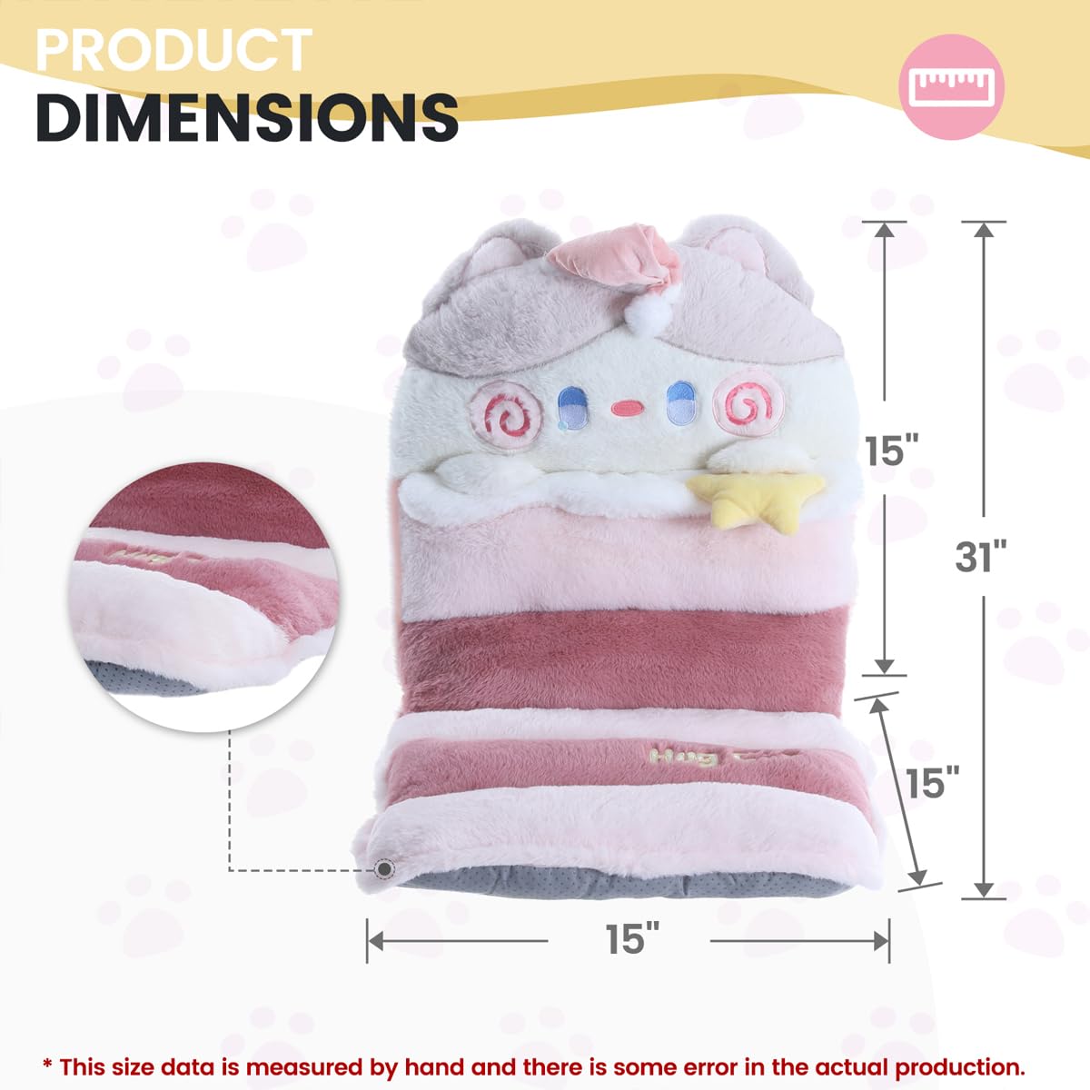 Loismood Cartoon Cat Seat Pads Non Slip Machine Wash Soft Cushion for Bedroom Décor, Gamer and Dining Chairs (31"x15", Pink)