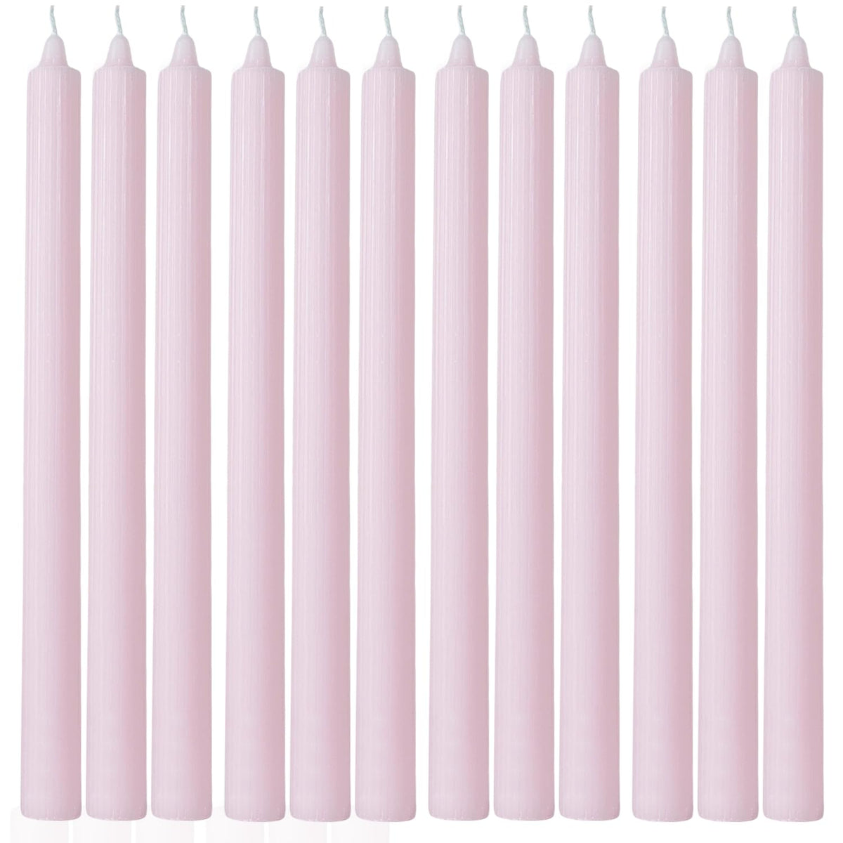 Pink Taper Candles Set of 12 Unscented Dripless Smokeless Long Tall Tapered Candlesticks Wedding Advent Home Decor Dinner Christmas-Natural Color Series-10.6 Inch