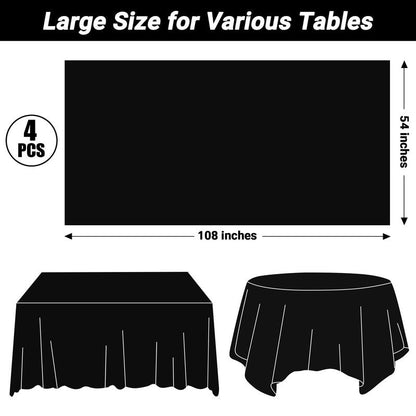QZYL 4 PCS Blue Tablecloth, 54 x 108 Inches Plastic Table Cloth Disposable, Table Cloth for Parties, Picnic, Camping and Baby Shower Decorations, Leakproof Table Cover of Indoors Outdoors