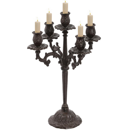 5-Candle Metal Candelabra 17inch Tall Decorative Pillar Candle Stand Elegant Candle Holder for Home Decor, Event, Wedding, Party