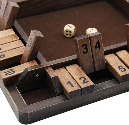 Juegoal Wooden 4 Players Shut The Box Dice Game Classics Tabletop Version and Pub Board Game 12 inch