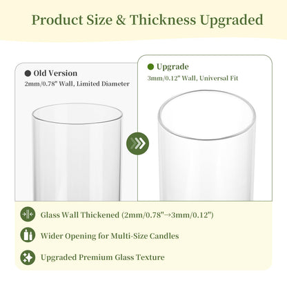 Glasseam Hurricane Glass Candle Holders: 6 Pcs Clear Cylinder Vases for Centerpieces Large Pillar Candle Holder for Floating Candles Set Modern Home Decor Wedding Table 5.3'' 7.3'' 9.5'' Height