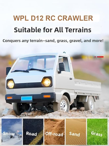 DOBYE WPL D12 1/10 RC Kei Truck 2.4G RC Car Remote Control Off Road RC Crawler with Proportional Throttles Steering 260 Motor Rear Drive Hobby Grade RC Drift Car for Adult RTF Toy Vehicle