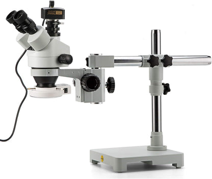 SWIFT S7 7X-45X Trinocular Stereo Microscope with Wide-Field 10X Eyepieces,0.7X-4.5X Zoom Objective Lens, Single-Arm Boom Stand, and 56-Bulb LED Ring Light