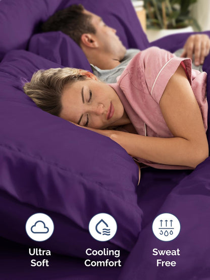 Skiennix Extra Deep King Sheet Set - 6 Piece Breathable Cooling Bedding - Soft, Wrinkle-Free Purple